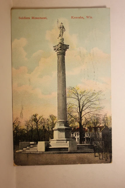 Postcard Soldiers Monument, Kenosha WI Q24