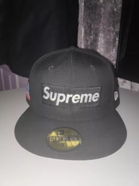 SUPREME BOX LOGO world famous new era cap size 7 3 8 BLACK
