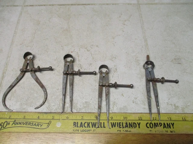 Lot Vintage Starrett Spring-Type Calipers Inside Outside Dividers Machinist Tool