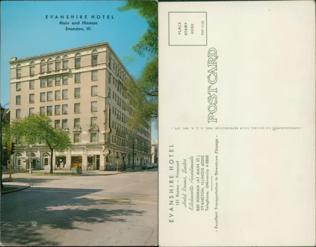 Evanshire Hotel Main And Hinman Curteichcolor Evanston Illinois