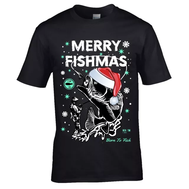 Funny Christmas Santa Hat Merry Fishmas Angler Fishing mens t-shirt Xmas gift