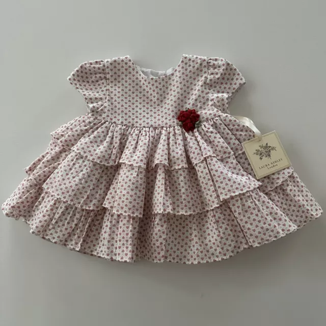 Laura Ashley London 0-3 Months Baby Girl Pink Heart Print Party Dress