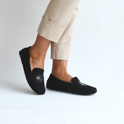 BYBLOS mocassino camoscio donna loafer slipper NERO LOGO dimensioni 37 NP 150,00 