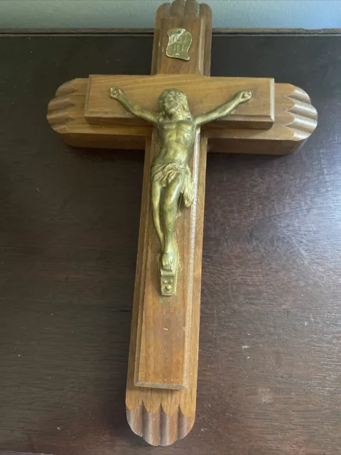 Vintage Sick Call Set Roman Catholic  Wood Crucifix Wall Cross Box Travel Altar