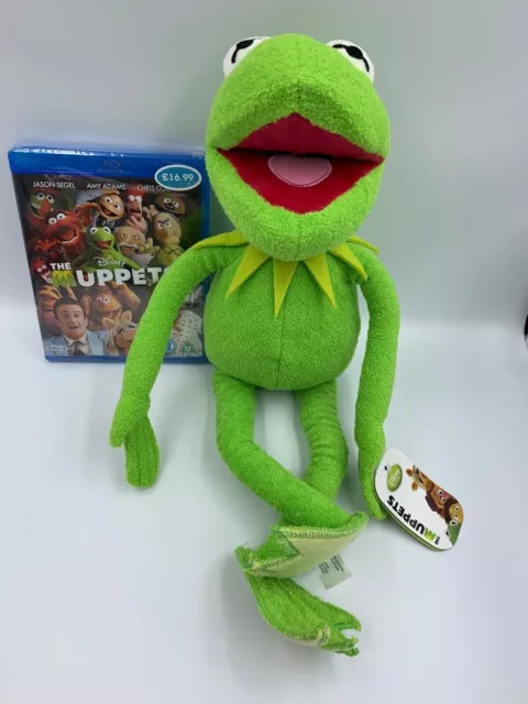 Official Disney Store Muppets Kermit The Frog 18"  and The Muppets Blue Ray-BNWT