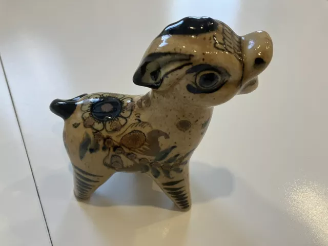 Seltenes Vintage Tonala mexikanisches Maultier Mexiko Volkskunst handbemalt signiert Mexiko sehr guter Zustand