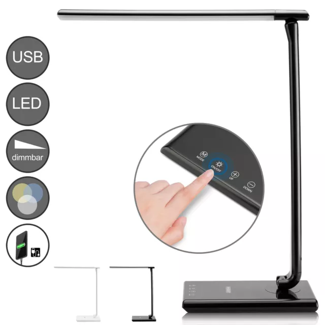 Lampe de bureau LED pivotable 5 niveaux de luminosité Port USB Contrôle tactile