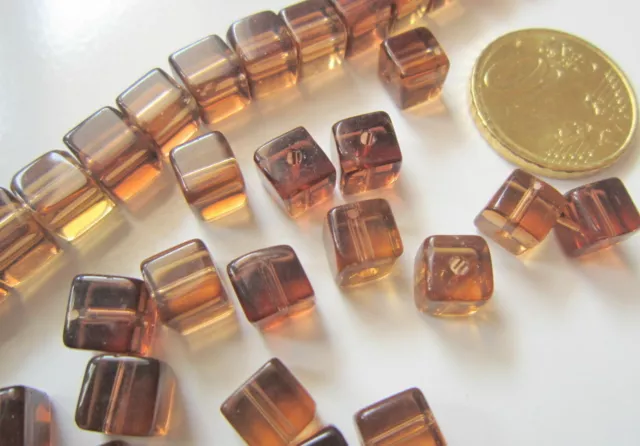 Perlas cubo cristal marrón 6 mm X 15 UNIDADES transparente abalorios