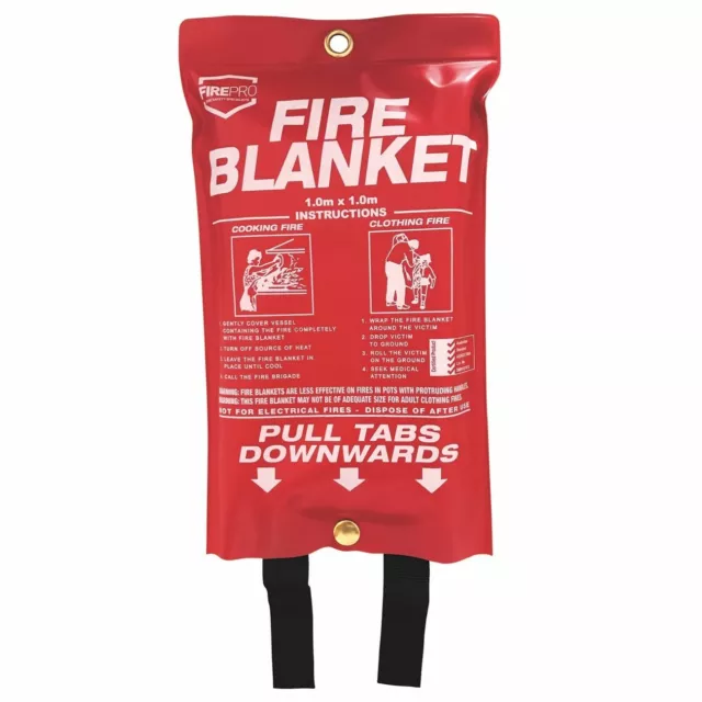 FirePro Fire Blanket 1m x 1m Emergency Flame Extinguisher Kitchen Office Caravan 2