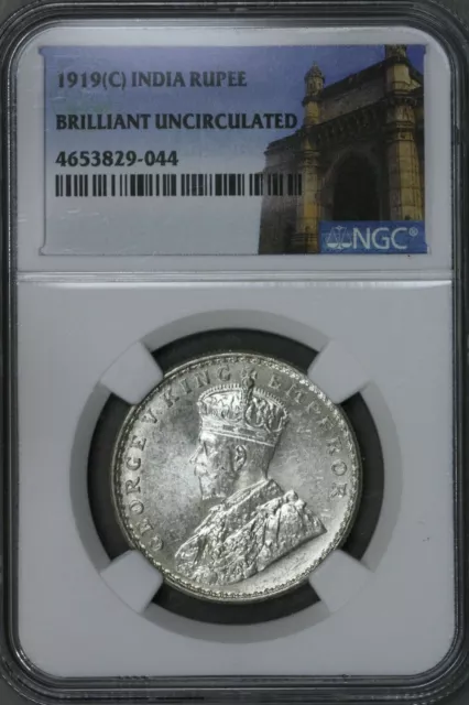 India 1919 C Rupee NGC Brilliant Uncirculated  S579