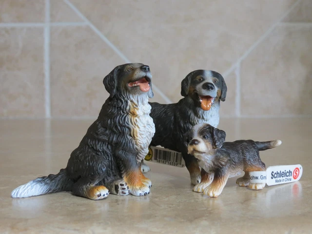 Schleich LOT Bernese Mountain Dogs 16316 16344 16339 mom dad puppy toy animals