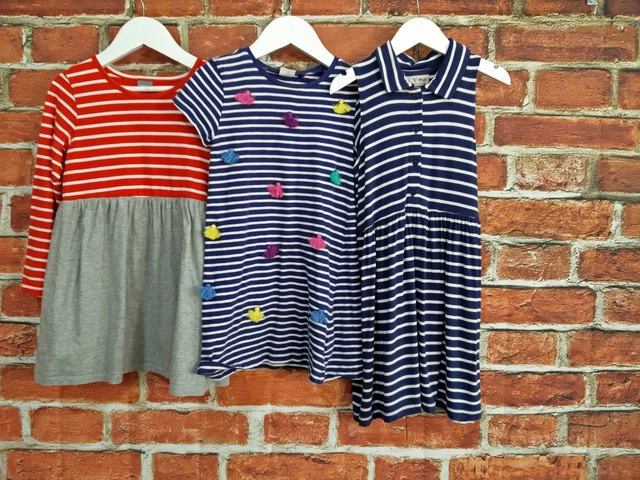 Girls Bundle Aged 4-5 Years 100% Next Blue Red Stripy Summer Dresses Kids 110Cm