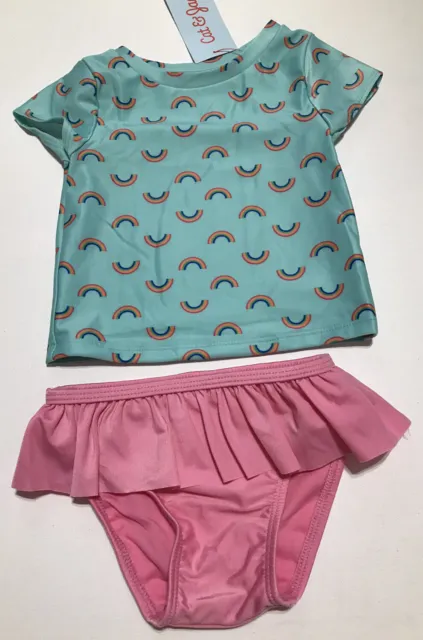 CAT & JACK Baby Girl Rainbow Rashguard Swimsuit NWT Size 18 Months