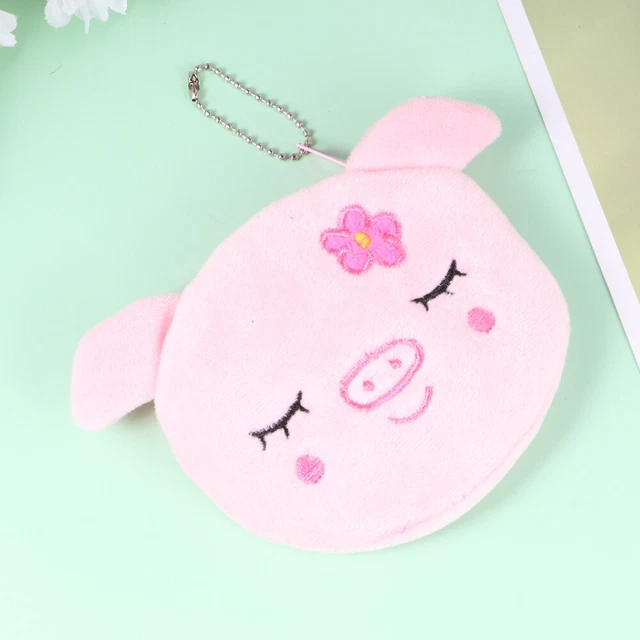 3 pz borsa rosa a forma di maiale borsa moneta corta piccolo portafoglio con cerniera soffice peluche Chan
