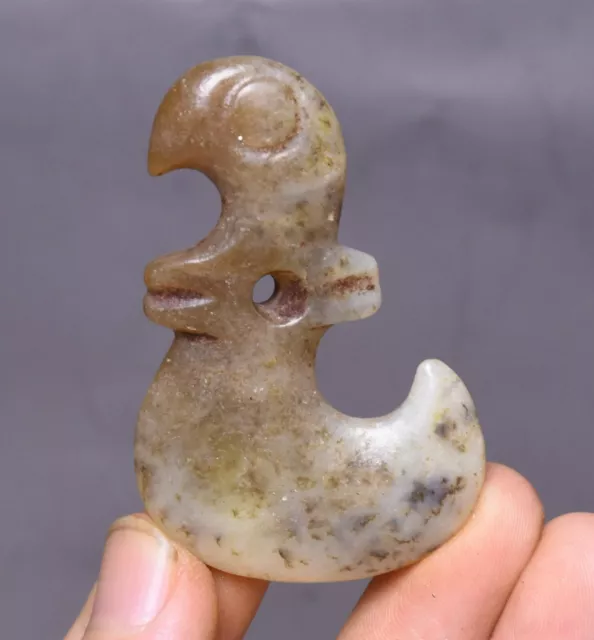 5CM China Hongshan Culture Hetian Old Jade Fengshui Dragon Beast Amulet pendant