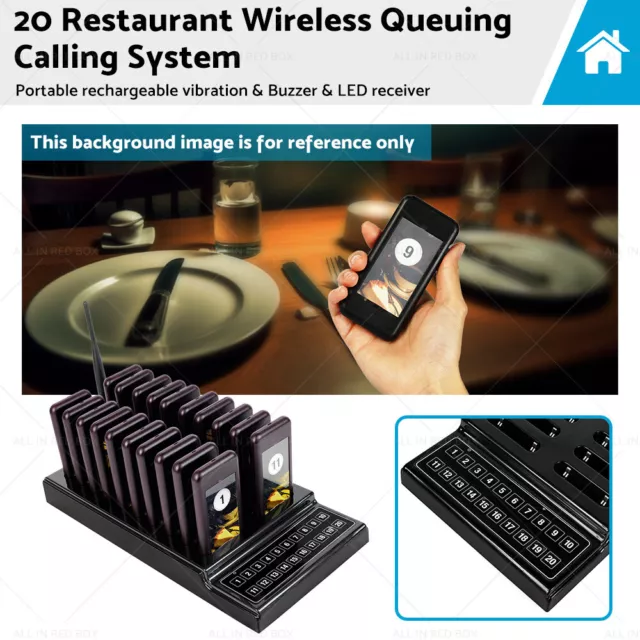 20 Restaurant Coaster Pager Guest Call Wireless Paging Queuing Calling System AU