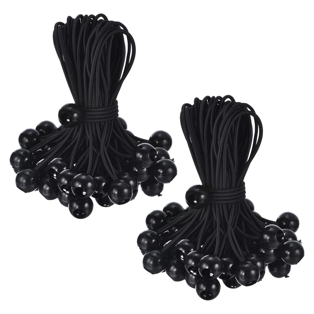 9" Planen-Ball-Bungee-Seil, 100Pcs Bungee-Seile mit Bällen, Schwarz