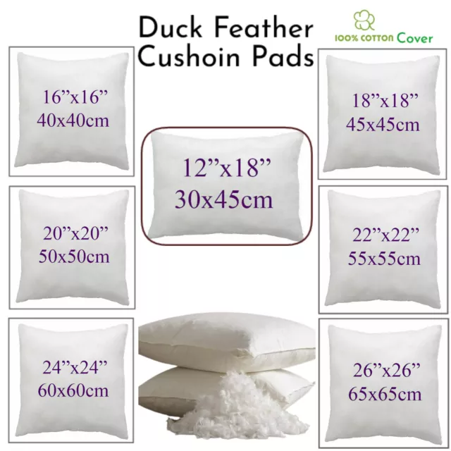 Hotel Quality Duck Feather Down Cushion Pads Inner Insert Scatter Cushion Filler