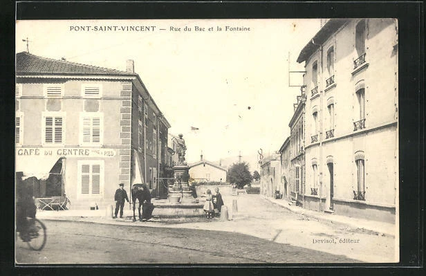 CPA Pont-Saint-Vincent, Rue du Bac et la Fontaine 1913