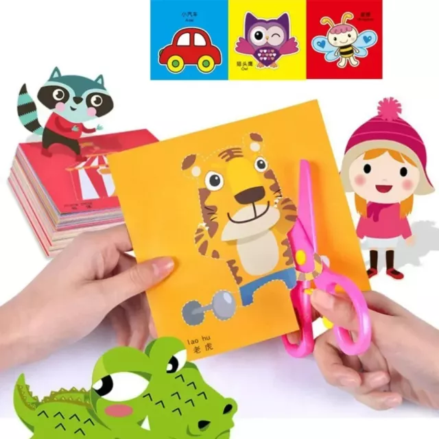 48pcs Children Handmade Paper Cut Book Craft Toys DIY Kids Crafts Cartoon Art
