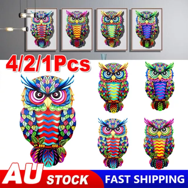 Garden Hanging Ornament Metal Art Owl Wall Decor Colorful Iron Art Owl Sculpture