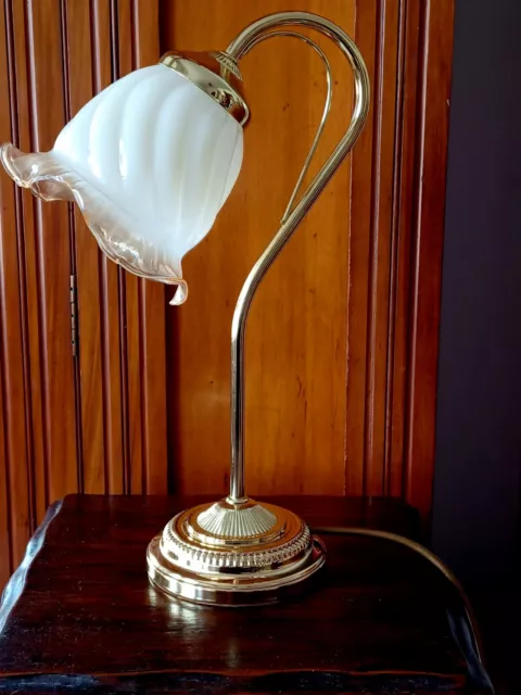 BHS Flower Leaf Glass Metal Table Lamp