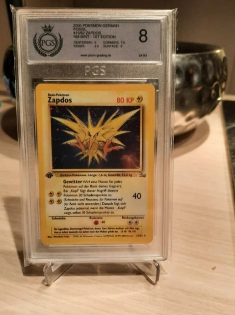 Pokemon | Zapdos Holo | 1st Edition Fossil WOTC | PGS 8.0 wie PSA/BGS 8