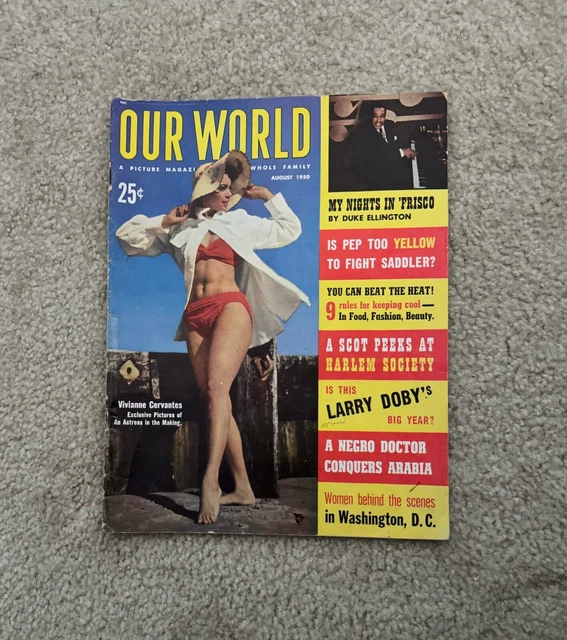 August 1950 OUR WORLD Magazine: Duke Ellington / Larry Doby (Baseball) / Harlem