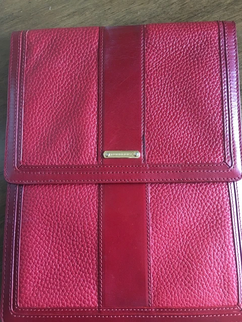 Burberry Nova Check Cherry Red Pebbled Leather iPad Case