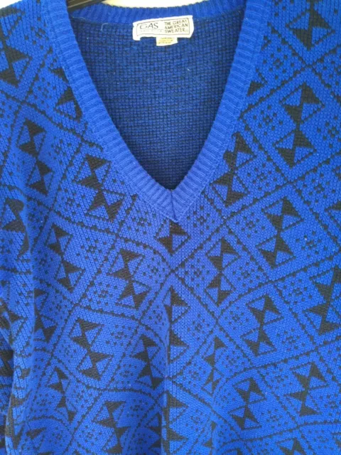 Cosby Sweater Tunic Black Blue Ladies Vintage 90's CHRISTMAS  L Oversize USA 3/4