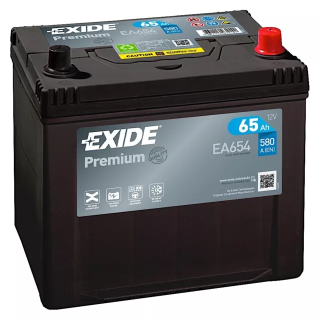 Autobatterie 12V 65Ah Exide Premium Carbon Boost EA654 580A/EN Starterbatterie
