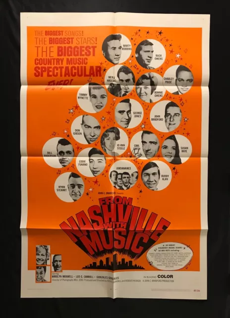 Carl Smith Autographed "From Nashville With Music" 1969 Movie Poster 1 Sheet