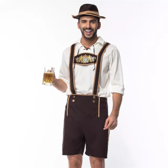 Mens Bavarian Lederhosen German Oktoberfest Costume Beer Guy Fancy Dress