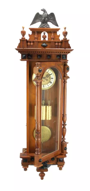 58"H German Gustav Becker 3 Weight Grand Sonnerie Vienna Regulator Wall Clock 2