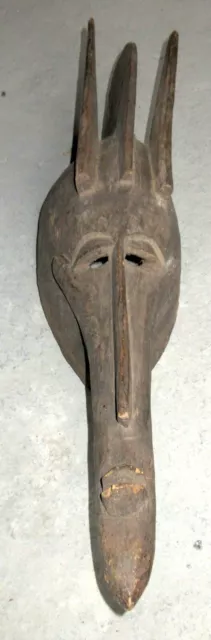 Antique Old Vintage African Hand Curved Bamana Mask Mali 27" Length