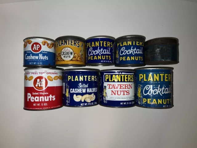 Vintage Collection of Peanut Tins (Planters, A&P Virginia Peanuts) - Lot of 9