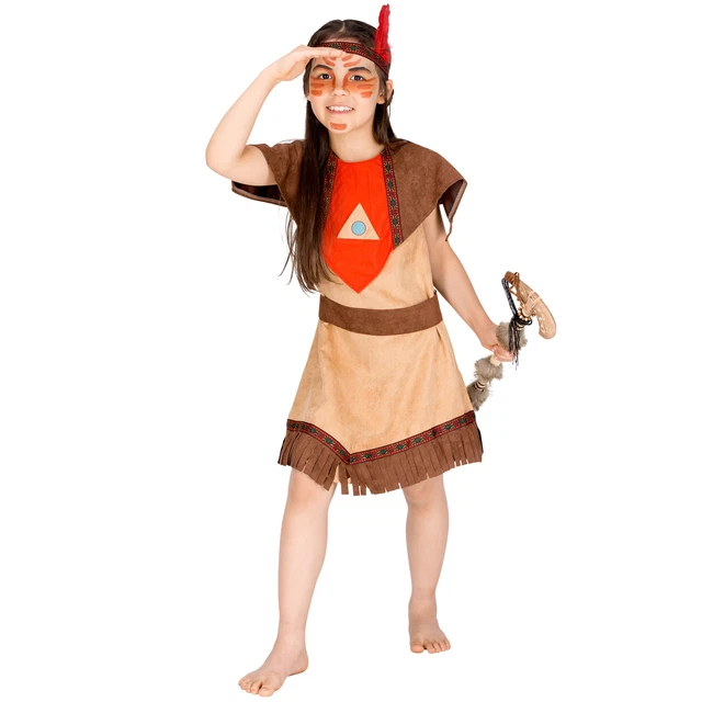 Costume da Ragazza Indiana Dakota Wild Western Bambina Carnevale Halloween Abito