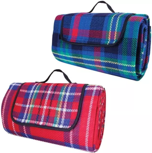 Milestone Camping Mat Water Resistant Tartan Picnic Fold Away Blanket Outdoor