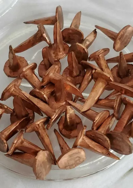 3/4" Flat Head Cut Tacks VINTAGE SOLID COPPER TACKS Sharp 100 Nails (Copper)