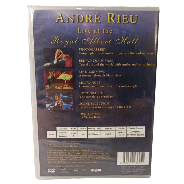 ANDRÉ RIEU LIVE At The Royal Albert Hall DVD Special Music Edition ...