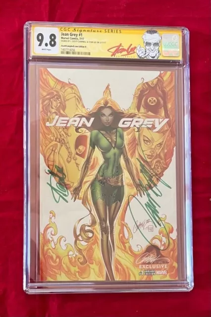 Jean Grey #1 Edition B CGC 9.8 Signed by J. Scott Campbell & Stan Lee Red Label!