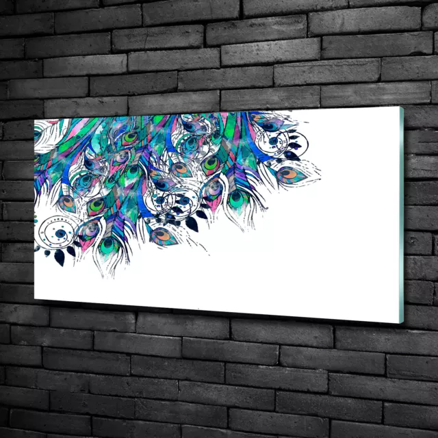 Wandbild aus Plexiglas® Druck auf Acryl 100x50 Kunst Pfauenfedern