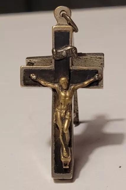 Ancienne Croix Reliquaire Ouvrante 19ème Pendentif Crucifix Relique Epines # K31