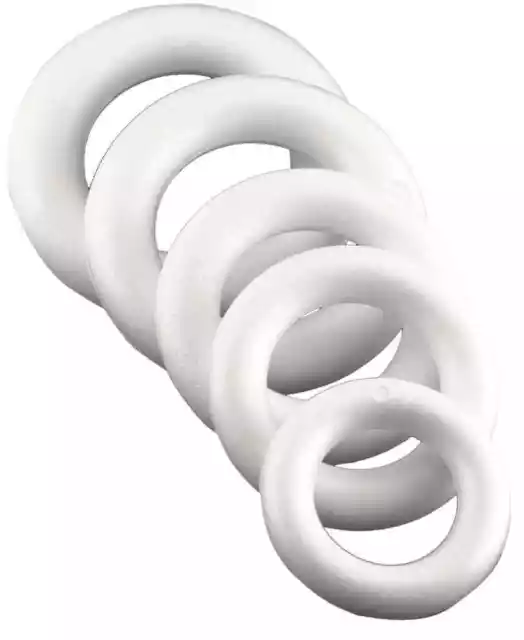 STYROPORRINGE, 12cm, Ring Kreis rund aus Styropor Vollmaterial 5 Stück weiß