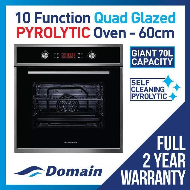 NEW 60cm PYROLYTIC CLEANING 10 FUNCTION ELECTRIC FAN FORCED WALL OVEN