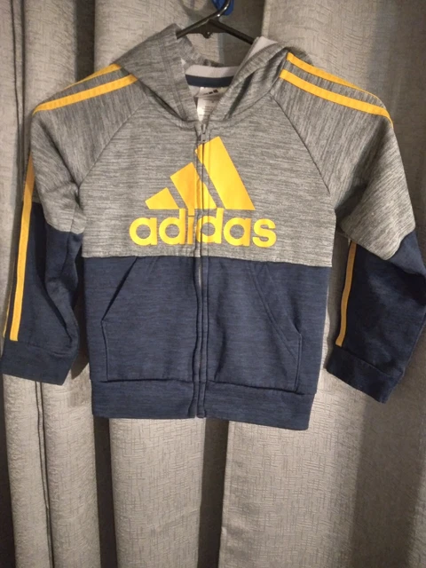 Adidas Blue Gray Zip Up Hoodie Youth Size 5 Boys C192