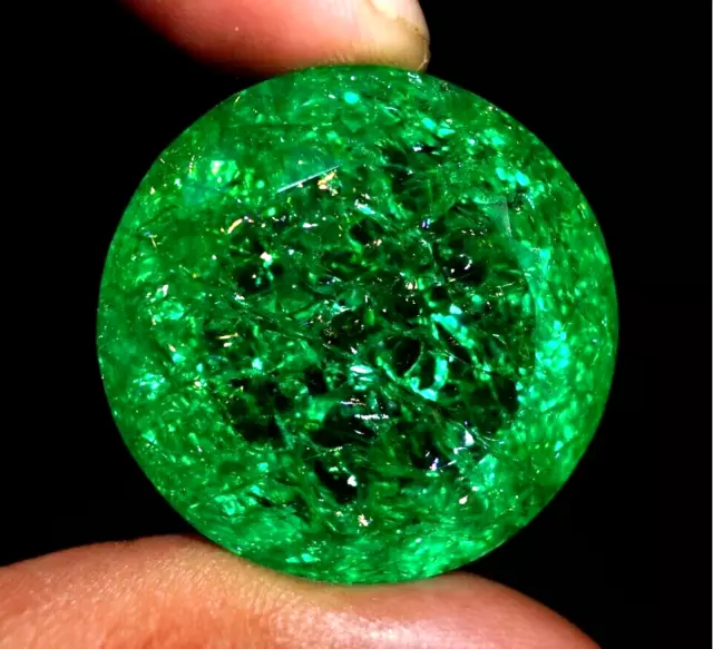 GIE Certified 60 Ct Natural MUZO Colombian Green Emerald Round Unheated Gemstone