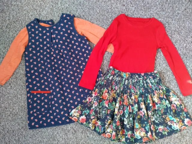 Girls Next Outfits bundle tops, dress and flowery skirt 3-4 Years
