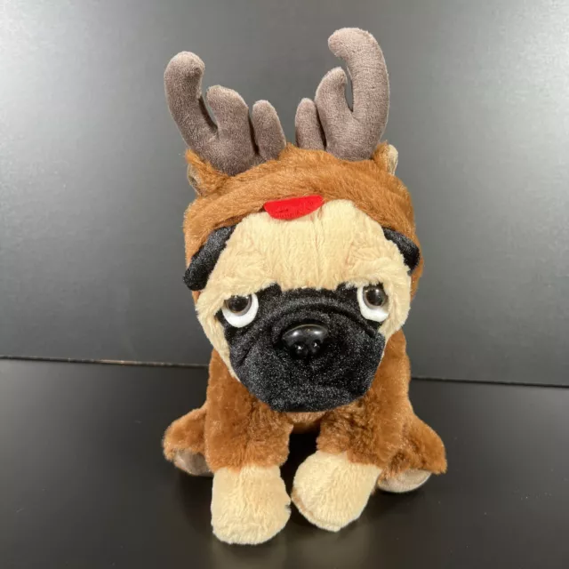 Joy Amigo Stuffed Pug Dog Puppy Plush Stuffed Reindeer Costume Christmas