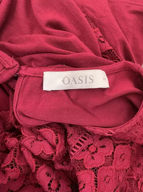 OASIS M/12 Vgc Red Floral Lace 3/4 Sleeve Top 2